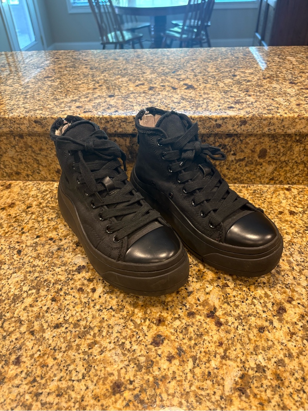 R13 Everything Black Kurt High Top Platform Sneakers Size 8